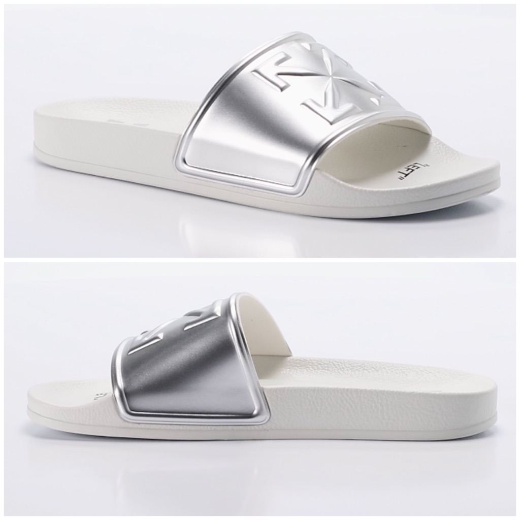 Off-White Silver Slides